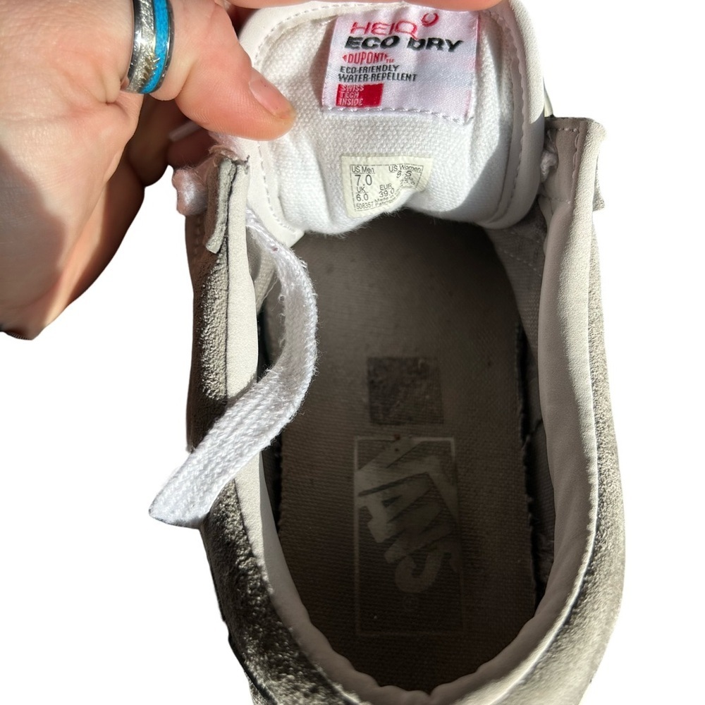 Gray Vans Suede Canvas Classic sneakers with white stripe lace up - Picture 6 of 7
